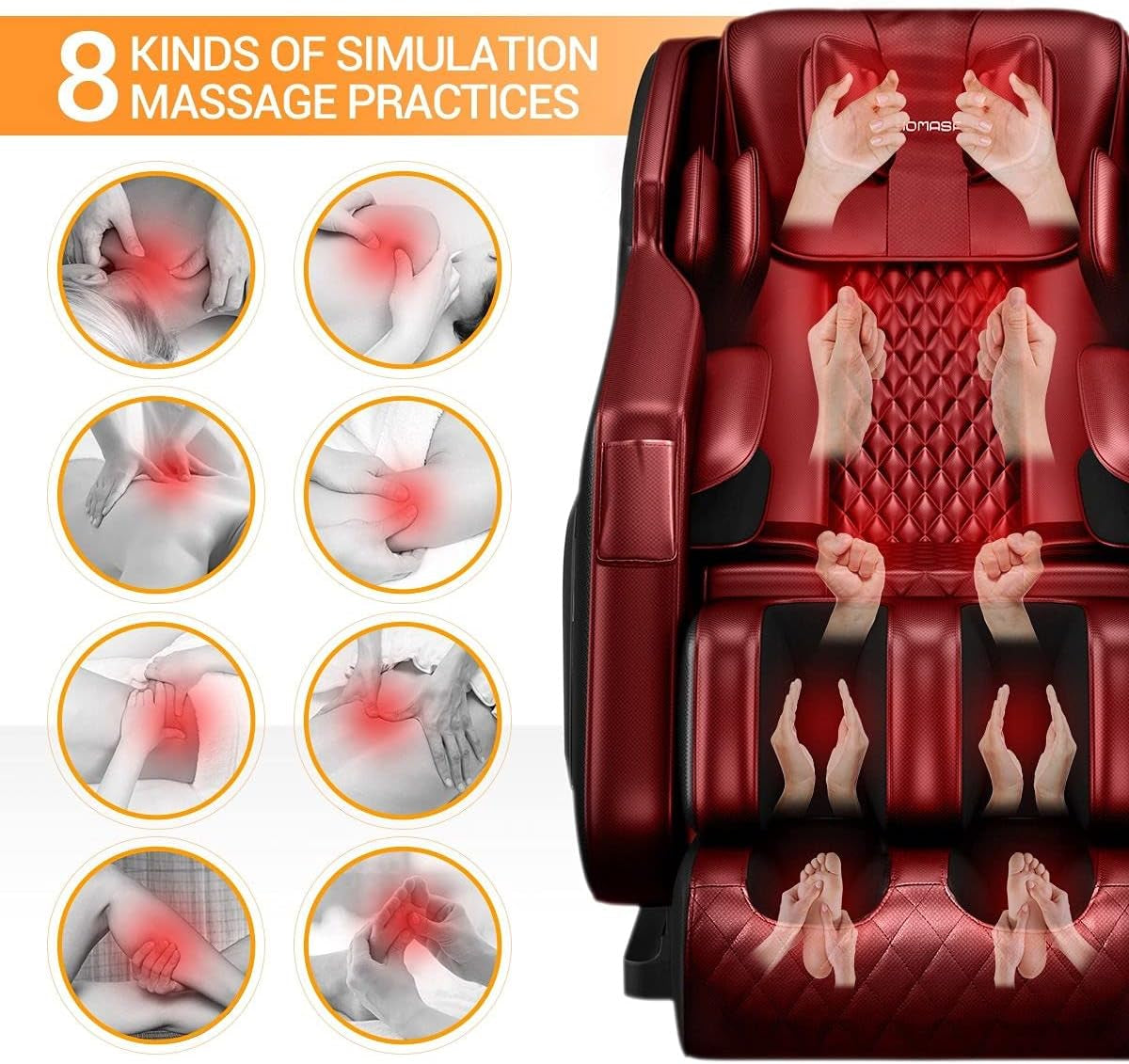 Full Body Massage Chair，Zero Gravity Recliner with Heating Functionand and Remote Control Bluetooth